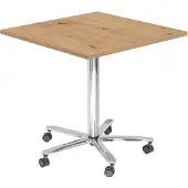 Hammerbacher Table élévatrice à colonne 80x80cm chêne cendré/chrome