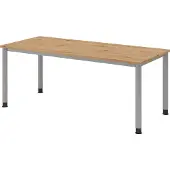 Hammerbacher Bureau 4 pieds rd.180x80cm chêne cendré/argenté