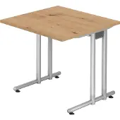 Hammerbacher Bureau C-Fuss 80x80cm chêne cendré/argenté (80 x 80 x 72 cm)