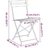vidaXL Chaise de jardin pliante, lot de 2, blanche, 42 x 46 x 82 cm, métal