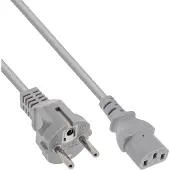InLine - Câble d'alimentation - power CEE 7/7 (P) droit pour power IEC 60320 C13 - 3 m - moulé - gris