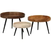 vidaXL Tables basses rondes 3 pcs bois de manguier massif
