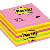 Post-It Notes auto-adhésives cube POST-IT, 76 x 76 mm, rose néon