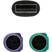 Nanocable 2xps/2-h To Usb Adaptateur 15 Cm Noir Noir One Size