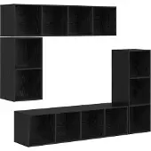 vidaXL Ensemble de meubles TV 4 pcs Noir imitation chêne Matériau dérivé du bois
