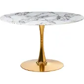 Beliani Table De Repas Boca Marbre Blanc 120 Cm 120 Cm