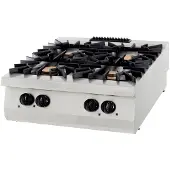 Maxima - Table de cuisson Gastro Premium - 4 brûleurs - appareil double - profondeur 90 cm - 40 kW - gaz