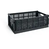 HAY Colour Crate Boîte de rangement empilable Large | Charcoal