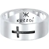 KUZZOI Bague 'Kreuz' noir / argent