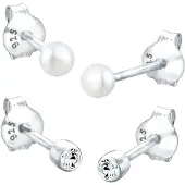 Elli Boucles d'oreilles argent / blanc perle