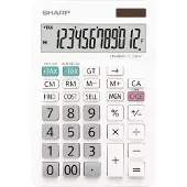 Sharp Calculatrice de bureau EL-334W blanche (Fonctionnement sur piles)