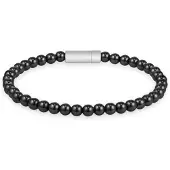 BOSS Bracelet à perles hématite avec fermoir logoté