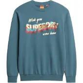 Superdry Travel Postcard Graphic Sweatshirt Bleu 2XL Homme