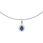 GLAMS Collier en Zirconia et Saphir Synthétique, (Argent rhodié)