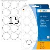 Herma - Adhésif permanent - blanc - arrondies 32 mm 480 étiquette(s) (32 feuille(s) x 15) étiquettes