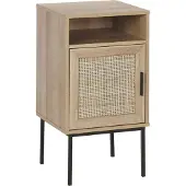 Beliani Table De Chevet Effet Bois Clair / Rotin Pasco