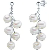 Valero Pearls Boucles d'oreilles argent / blanc perle