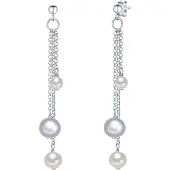 Valero Pearls Boucles d'oreilles argent / blanc perle