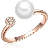 Valero Pearls Bague or rose / blanc perle