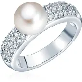 Valero Pearls Bague argent / blanc perle
