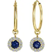 Lucardi Boucles d'oreilles 'Klassisch' saphir / or / blanc