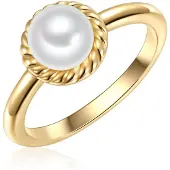 Valero Pearls Bague or / blanc perle