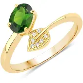 Rafaela Donata Bague jaune d'or / vert foncé / blanc
