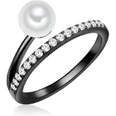 Valero Pearls Bague noir / argent / blanc perle