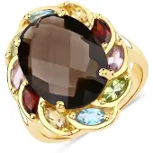 Rafaela Donata Bague bleu / marron / jaune d'or / vert / violet