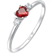Elli Bague 'Herz' rouge / argent / transparent