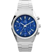 Timex Montre à affichage analogique bleu foncé / argent