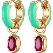 Elli Boucles d'oreilles or / vert / rouge