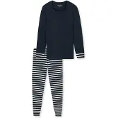 Schiesser Pyjama 'Casual Essentials' bleu nuit / blanc