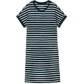 Schiesser Chemise de nuit 'Casual Essentials' bleu nuit / blanc