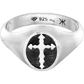 KUZZOI Bague 'Kreuz' noir / argent