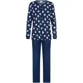 Mey Pyjama beige / bleu foncé / blanc