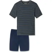 Schiesser Pyjama long bleu marine / anthracite / noir