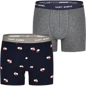 Happy Shorts Boxers 'Xmas' gris chiné / rouge / noir / blanc