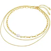Lulu & Jane Chaîne jaune d'or / blanc perle