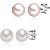 Lulu & Jane Boucles d'oreilles rose / blanc