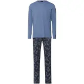 Hanro Pyjama long ' Night & Day ' bleu clair / bleu foncé
