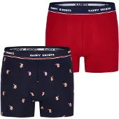 Happy Shorts Boxers 'Xmas' bleu foncé / abricot / rouge vif / blanc