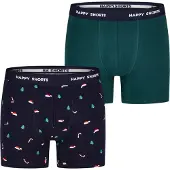 Happy Shorts Boxers 'Xmas' bleu foncé / pétrole / blanc