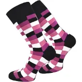 Normani Chaussettes 'Square' violet / blanc