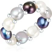 Valero Pearls Bague gentiane / blanc perle