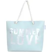 Normani Sac de plage bleu clair / argent / blanc