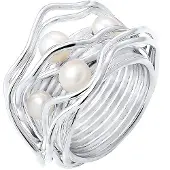 Nenalina Bague argent / blanc perle