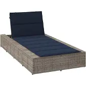 vidaXL Chaise longue avec support flottant Gris Poly rotin