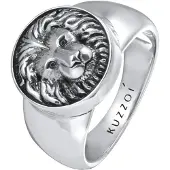 KUZZOI Bague 'Löwe' noir / argent