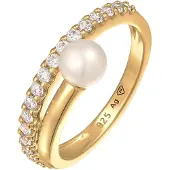 Elli PREMIUM Bague 'Elegant' or / transparent / blanc perle